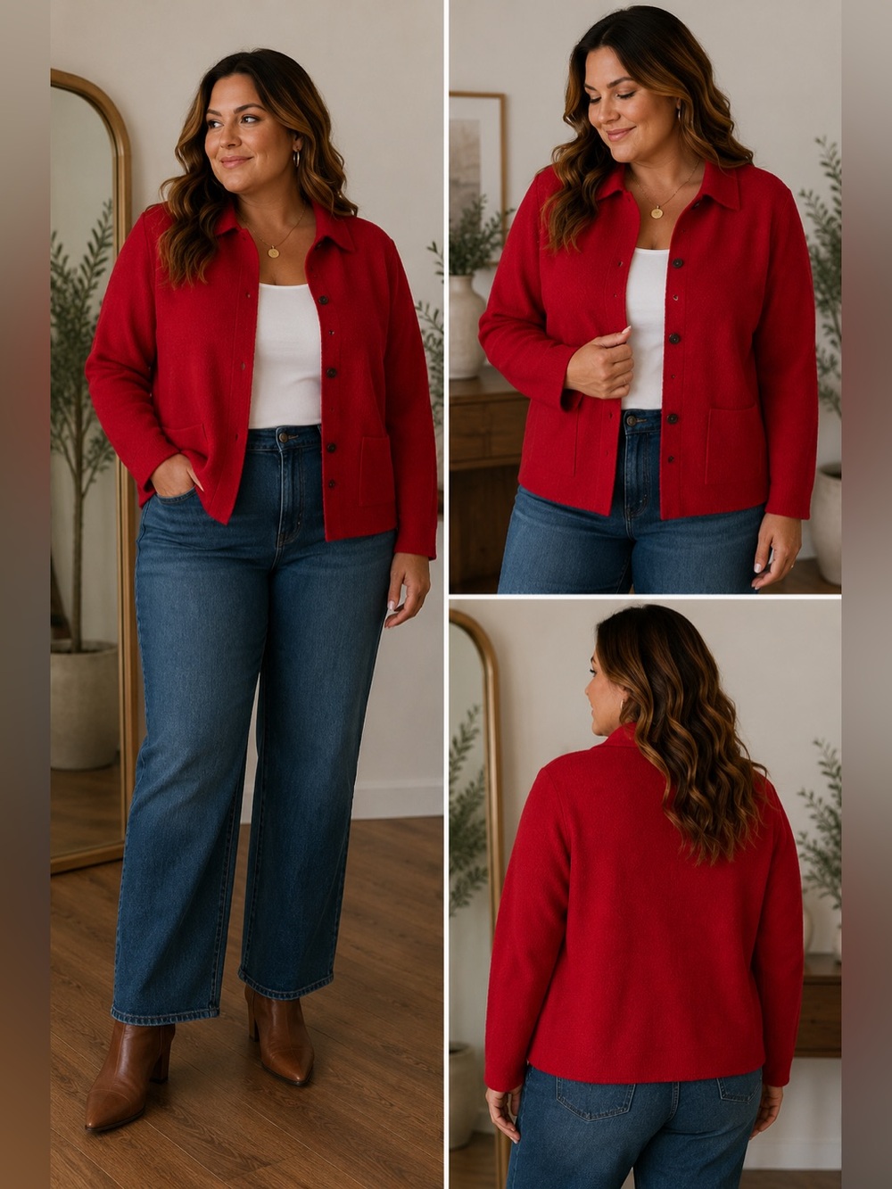 Vintage Lands End Wool Blazer Jacket Cardigan sz 16